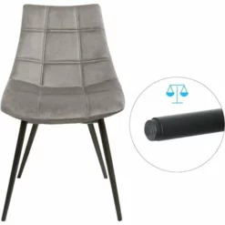 SONGMICS Lot De 2 Chaises De Salle à Manger, Siège Moderne, Rembourrées, Avec Pieds En Fer, Surface En Velours Lisse, Gris LDC84GY - Gris 10 SONGMICS Lot De 2 Chaises De Salle à Manger, Siège Moderne, Rembourrées, Avec Pieds En Fer, Surface En Velours Lisse, Gris LDC84GY - Gris -SONGMICS Soldes 23140607 4