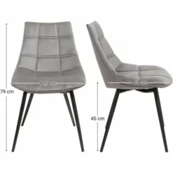 SONGMICS Lot De 2 Chaises De Salle à Manger, Siège Moderne, Rembourrées, Avec Pieds En Fer, Surface En Velours Lisse, Gris LDC84GY - Gris 11 SONGMICS Lot De 2 Chaises De Salle à Manger, Siège Moderne, Rembourrées, Avec Pieds En Fer, Surface En Velours Lisse, Gris LDC84GY - Gris -SONGMICS Soldes 23140607 5