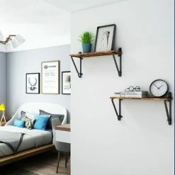 VASAGLE Lot De 2 Étagères Murales, Tablettes Flottantes, Présentoir Décoratif Avec Support Métallique, Charge Max. 15 Kg, Rustique Par SONGMICS LCR01BX - Vintage 10 VASAGLE Lot De 2 Étagères Murales, Tablettes Flottantes, Présentoir Décoratif Avec Support Métallique, Charge Max. 15 Kg, Rustique Par SONGMICS LCR01BX - Vintage -SONGMICS Soldes 23503857 4