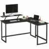 VASAGLE Bureau En Forme De L, Table D’angle Avec Support D’écran, Pour étudier, Jouer, Travailler, Gain D’espace, Pieds Réglables, Cadre Métallique, Assemblage Facile, Noir Par SONGMICS LWD56BK - Noir -SONGMICS Soldes 23532750 1