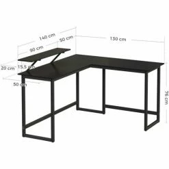 VASAGLE Bureau En Forme De L, Table D’angle Avec Support D’écran, Pour étudier, Jouer, Travailler, Gain D’espace, Pieds Réglables, Cadre Métallique, Assemblage Facile, Noir Par SONGMICS LWD56BK - Noir -SONGMICS Soldes 23532750 5