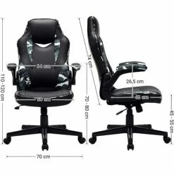 SONGMICS Chaise De Bureau, Fauteuil Gamer, Siège Ergonomique Pivotant, Avec Accoudoirs Rabattables, Hauteur Réglable Et Inclinaison Libre, Charge 150 Kg, Noir Et Camouflage OBG064B02 - Noir Et Camouflage 11 SONGMICS Chaise De Bureau, Fauteuil Gamer, Siège Ergonomique Pivotant, Avec Accoudoirs Rabattables, Hauteur Réglable Et Inclinaison Libre, Charge 150 Kg, Noir Et Camouflage OBG064B02 - Noir Et Camouflage -SONGMICS Soldes 23532755 5