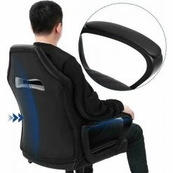 SONGMICS Fauteuil Gamer, Fauteuil De Bureau, Chaise, Siège, Avec Mécanisme Basculant, Ergonomique, Dossier En Forme De S, Bon Pour La Colonne Lombaire, Charge Jusqu'à 150 Kg, PU, Noir OBG38BK - Noir -SONGMICS Soldes 23571565 4