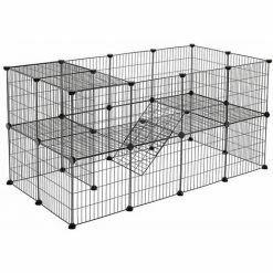 SONGMICS Enclos Modulable Pour Petits Animaux, Cage Intérieur, 2 Niveaux, Maillet En Caoutchouc Offert, Cochon D’Inde, Lapin, Assemblage Facile, 143 X 73 X 71 Cm (L X L X H), Noir LPI02H - Noir