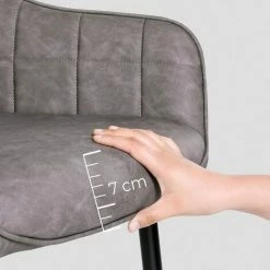 SONGMICS Chaise De Salle à Manger, Fauteuil, Siège Rembourrée, Avec Accoudoirs, Revêtement En PU Vintage, Pieds En Métal, Charge 110 Kg, Pour Salle à Manger, Salon, Chambre, Gris LDC089G01 -SONGMICS Soldes 23738172 3