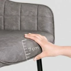 SONGMICS Chaise De Salle à Manger, Fauteuil, Siège Rembourrée, Avec Accoudoirs, Revêtement En PU Vintage, Pieds En Métal, Charge 110 Kg, Pour Salle à Manger, Salon, Chambre, Gris LDC089G01 -SONGMICS Soldes 23738172 4