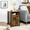 VASAGLE Table De Chevet, Table D’appoint, Meuble De Rangement, Compartiment Ouvert, Avec Porte, Cadre En Métal, Style Industriel, Pour Salon, Chambre, Marron Rustique Et Noir Par SONGMICS LET065B01 - Marron Rustique Et Noir -SONGMICS Soldes 23756247 1