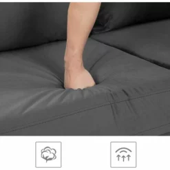 VASAGLE Canapé 3 Places, Surface En Velours, Pour Salon, Appartement, Petit Espace, Cadre En Bois Massif, Pieds En Métal, Assemblage Facile, Moderne, 183 X 78 X 88 Cm, Gris Par SONGMICS LCS001G01 - Gris -SONGMICS Soldes 23756255 4