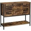 VASAGLE Meuble De Rangement, Buffet, Avec 2 Tiroirs, 2 Placards, étagère, Pour Salle à Manger, Salon, Cuisine, 100 X 35 X 84,5 Cm, Style Industriel, Marron Rustique Et Noir Par SONGMICS LSC082B01 - Marron Rustique Et Noir -SONGMICS Soldes 23845188 1