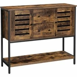 VASAGLE Meuble De Rangement, Buffet, Avec 2 Tiroirs, 2 Placards, étagère, Pour Salle à Manger, Salon, Cuisine, 100 X 35 X 84,5 Cm, Style Industriel, Marron Rustique Et Noir Par SONGMICS LSC082B01 - Marron Rustique Et Noir