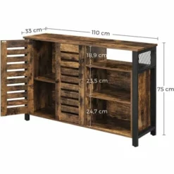 VASAGLE Meuble De Rangement, Buffet, Avec Placard 2 Portes, étagères Réglables, Pour Salle à Manger, Salon, Cuisine, 110 X 33 X 75 Cm, Style Industriel, Marron Rustique Et Noir Par SONGMICS LSC083B01 - Marron Rustique Et Noir -SONGMICS Soldes 23845194 5