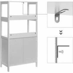 VASAGLE Meuble De Salle De Bain, Placard En Hauteur, Tour De Rangement, Armoire Avec 2 Portes Persiennes, 60 X 32,5 X 122 Cm, Pour Salon, Cuisine, Bureau, Entrée, Blanc Mat Par SONGMICS BBC81WT - Blanc Mat -SONGMICS Soldes 23845241 4