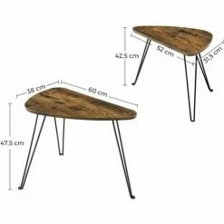 VASAGLE Lot De 2 Tables D’appoint, Tables Gigognes, Tables Basses, Pour Salon, Salle à Manger, Chambre, Style Industriel, Marron Rustique Et Noir Par SONGMICS LNT012B01 - Marron Rustique Et Noir -SONGMICS Soldes 24062430 5