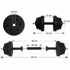 SONGMICS Kit Haltères Musculation, Poids Ajustable, Avec Barre D’Extension Supplémentaire, Pour Hommes Et Femmes, Musculation, Prise De Masse à La Maison SYL30HBK - Noir -SONGMICS Soldes 24069960 4