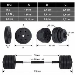 SONGMICS Kit Haltères Musculation, Poids Ajustable, Avec Barre D’Extension Supplémentaire, Pour Hommes Et Femmes, Musculation, Prise De Masse à La Maison SYL30HBK - Noir -SONGMICS Soldes 24069960 5