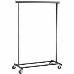 SONGMICS Portant à Vêtements Avec Roulettes, Charge De 70kg, Porte-vêtements Durable, Pliable, Penderie Extensible, Étagère De Rangement, Noir HSR13BKV1