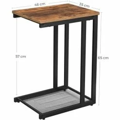 VASAGLE Table D’Appoint, De Chevet Avec Étagère En Maille, Petit Déjeuner Au Lit, Sous Canapé, Salon, Chambre, Cuisine, Métal, Design Industriel, Assemblage Facile, Gain De Place, Marron Foncé Par SONGMICS LNT51X - Marron Foncé -SONGMICS Soldes 24164486 5