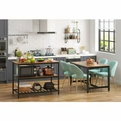 VASAGLE Étagère De Cuisine à 3 étagères, Étagère De Rangement Avec Plan De Travail, Structure En Acier Stable, 120 X 60 X 90 Cm, Facile à Monter, Marron Rustique Et Noir Par SONGMICS KKI01BX - Marron Rustique Et Noir -SONGMICS Soldes 24164493 3