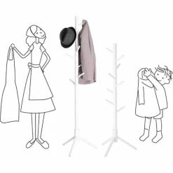 VASAGLE Portemanteau En Bois Massif, Porte-vêtement, Avec 8 Crochets Pour Vêtements, Sacs, Veste, Pour Entrée, Couloir, Blanc Par SONGMICS RCR04WT - Blanc -SONGMICS Soldes 24616766 4