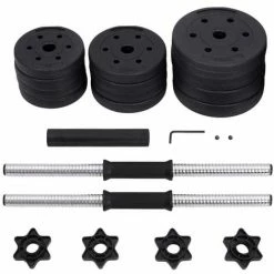 SONGMICS Kit Haltères Musculation, Poids Ajustable, Avec Barre D’Extension Supplémentaire, Pour Hommes Et Femmes, Musculation, Prise De Masse à La Maison SYL20HBK - Noir -SONGMICS Soldes 25290471 3