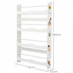 SONGMICS Étagère Murale Pour Enfants, Bibliothèque, Organisateur Mural, Étagère De Rangement Pour Chambre D'enfants, Salle De Jeux, école, Gain De Place, Blanc GKR050W01 - Blanc 11 SONGMICS Étagère Murale Pour Enfants, Bibliothèque, Organisateur Mural, Étagère De Rangement Pour Chambre D'enfants, Salle De Jeux, école, Gain De Place, Blanc GKR050W01 - Blanc -SONGMICS Soldes 25290530 5
