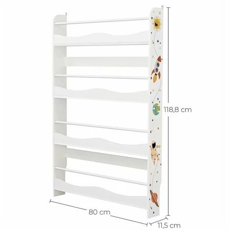SONGMICS Étagère Murale Pour Enfants, Bibliothèque, Organisateur Mural, Étagère De Rangement Pour Chambre D'enfants, Salle De Jeux, école, Gain De Place, Blanc GKR050W01 - Blanc 7 SONGMICS Étagère Murale Pour Enfants, Bibliothèque, Organisateur Mural, Étagère De Rangement Pour Chambre D'enfants, Salle De Jeux, école, Gain De Place, Blanc GKR050W01 - Blanc – Image 5