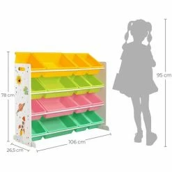 SONGMICS Étagère Pour Jouets, Meuble De Rangement Pour Enfant, Organisateur, Avec 16 Coffres Amovibles En Plastique, Boîtes à Jouets, Jaune, Vert Citron, Rose, Vert Menthe GKR070W01 - Orange, Jaune, Bleu Et Vert 11 SONGMICS Étagère Pour Jouets, Meuble De Rangement Pour Enfant, Organisateur, Avec 16 Coffres Amovibles En Plastique, Boîtes à Jouets, Jaune, Vert Citron, Rose, Vert Menthe GKR070W01 - Orange, Jaune, Bleu Et Vert -SONGMICS Soldes 25290536 5