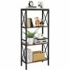 VASAGLE Bibliothèque, Étagère Sur Pieds, Meuble Cuisine, Avec 4 Niveaux Ouverts, Pour Couloir, Cuisine, Bureau, Cadre En Acier Stable, Style Industriel, Marron Rustique Et Noir Par SONGMICS LLS030B01 - Marron Rustique Et Noir