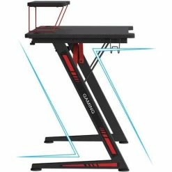 SONGMICS Table De Jeu, Bureau, Avec Support Pour Moniteur, Porte-gobelet, Support Pour écouteurs, Multifonction, Cadre En Acier En Z, Montage Facile, Noir Et Rouge LGD001B01 - Noir Et Rouge -SONGMICS Soldes 25890661 3
