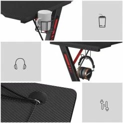 SONGMICS Table De Jeu, Bureau, Avec Support Pour Moniteur, Porte-gobelet, Support Pour écouteurs, Multifonction, Cadre En Acier En Z, Montage Facile, Noir Et Rouge LGD001B01 - Noir Et Rouge -SONGMICS Soldes 25890661 4
