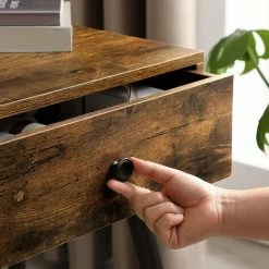 VASAGLE Table De Chevet, Table De Nuit, Table D'appoint, Bout De Canapé, Avec Tiroir, Pieds Inclinés, Style Industriel, Marron Rustique Par SONGMICS LET176B01 - Marron Rustique -SONGMICS Soldes 25990589 4