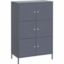SONGMICS Armoire De Rangement à 3 Niveaux En Métal, Multifonctionnel, Double Battant Par Compartiment, Pour Bureau, Salle D’étude, 65 X 36 X 105,2 Cm, Charge Max Par Étagère: 15 Kg, Gris OMC06GB - Gris