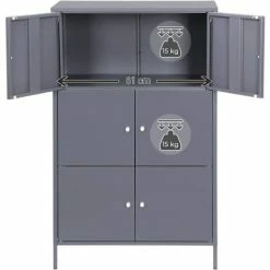 SONGMICS Armoire De Rangement à 3 Niveaux En Métal, Multifonctionnel, Double Battant Par Compartiment, Pour Bureau, Salle D’étude, 65 X 36 X 105,2 Cm, Charge Max Par Étagère: 15 Kg, Gris OMC06GB - Gris -SONGMICS Soldes 26478763 4