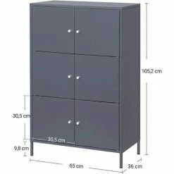 SONGMICS Armoire De Rangement à 3 Niveaux En Métal, Multifonctionnel, Double Battant Par Compartiment, Pour Bureau, Salle D’étude, 65 X 36 X 105,2 Cm, Charge Max Par Étagère: 15 Kg, Gris OMC06GB - Gris -SONGMICS Soldes 26478763 5
