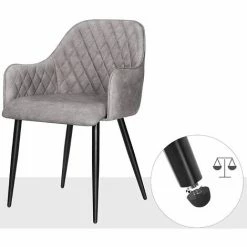 SONGMICS Chaise De Salle à Manger, Fauteuil, Siège Moderne Rembourrée, Avec Dossier, Revêtement En PU Vintage, Charge 110 Kg, Pour Salle à Manger, Salon, Chambre, Gris LDC085G01 - Gris -SONGMICS Soldes 26850448 4
