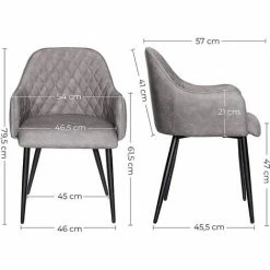 SONGMICS Chaise De Salle à Manger, Fauteuil, Siège Moderne Rembourrée, Avec Dossier, Revêtement En PU Vintage, Charge 110 Kg, Pour Salle à Manger, Salon, Chambre, Gris LDC085G01 - Gris -SONGMICS Soldes 26850448 5