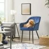 SONGMICS Chaise De Salle à Manger, Fauteuil, Siège Rembourrée, Avec Accoudoirs, Largeur D’assise 49 Cm, Pieds En Métal, Revêtement En Velours, Charge 110 Kg, Pour Salon, Chambre, Bleu LDC088Q01 - Bleu -SONGMICS Soldes 26850476 1