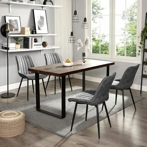 SONGMICS Chaise De Salle à Manger, Lot De 2, Fauteuil, Siège Rembourrée, Avec Dossier, Tissu Imitation Daim, Pieds En Métal, Charge 110 Kg, Pour Salle à Manger, Salon, Chambre, Gris LDC090G01 - Gris 4 SONGMICS Chaise De Salle à Manger, Lot De 2, Fauteuil, Siège Rembourrée, Avec Dossier, Tissu Imitation Daim, Pieds En Métal, Charge 110 Kg, Pour Salle à Manger, Salon, Chambre, Gris LDC090G01 - Gris – Image 2