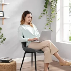 SONGMICS Chaise De Salle à Manger, Lot De 2, Fauteuil, Siège Rembourrée, Avec Dossier, Tissu Imitation Daim, Pieds En Métal, Charge 110 Kg, Pour Salle à Manger, Salon, Chambre, Gris LDC090G01 - Gris 9 SONGMICS Chaise De Salle à Manger, Lot De 2, Fauteuil, Siège Rembourrée, Avec Dossier, Tissu Imitation Daim, Pieds En Métal, Charge 110 Kg, Pour Salle à Manger, Salon, Chambre, Gris LDC090G01 - Gris -SONGMICS Soldes 26850481 3