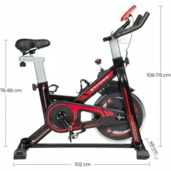 SONGMICS Vélo D'appartement, Appareil Cyclisme D'intérieur, Fitness Et Exercice à La Maison, En Salle, Avec Siège Et Guidon Réglable, Résistance, Capteur Pouls, Pédales, Noir Et Rouge SEB617R01 - Noir Et Rouge -SONGMICS Soldes 27122125 5