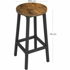 VASAGLE Tabourets Hauts, Lot De 2, Chaises De Bar, Siège De Cuisine, Cadre En Acier, Hauteur 65 Cm, Montage Facile, Style Industriel, Marron Rustique Et Noir Par SONGMICS LBC32X 11 VASAGLE Tabourets Hauts, Lot De 2, Chaises De Bar, Siège De Cuisine, Cadre En Acier, Hauteur 65 Cm, Montage Facile, Style Industriel, Marron Rustique Et Noir Par SONGMICS LBC32X -SONGMICS Soldes 27184602 5