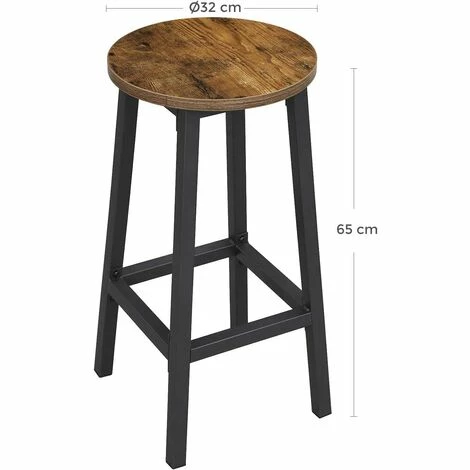 VASAGLE Tabourets Hauts, Lot De 2, Chaises De Bar, Siège De Cuisine, Cadre En Acier, Hauteur 65 Cm, Montage Facile, Style Industriel, Marron Rustique Et Noir Par SONGMICS LBC32X 7 VASAGLE Tabourets Hauts, Lot De 2, Chaises De Bar, Siège De Cuisine, Cadre En Acier, Hauteur 65 Cm, Montage Facile, Style Industriel, Marron Rustique Et Noir Par SONGMICS LBC32X – Image 5