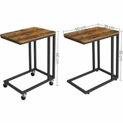 VASAGLE Bout De Canapé, Table De Chevet De Style Industriel, Petite Desserte Mobile, Stable, Montage Facile, Avec Roulettes, Cadre Pour Salon, Chambre, Couloir, Bureau, Petit Espace, Rétro Par SONGMICS LNT50X -SONGMICS Soldes 27184608 5