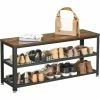 VASAGLE Banc à Chaussures, Étagère De Rangement à 2 Niveaux, Organisateur, à Chaussures, 100 X 30 X 45 Cm, Pour Entrée, Salon, Cadre En Acier, Style Industriel, Marron Rustique Et Noir Par SONGMICS LBS078B01 - Marron Rustique Et Noir -SONGMICS Soldes 27367588 1