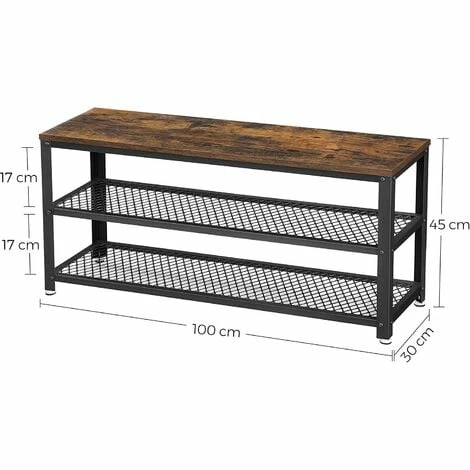 VASAGLE Banc à Chaussures, Étagère De Rangement à 2 Niveaux, Organisateur, à Chaussures, 100 X 30 X 45 Cm, Pour Entrée, Salon, Cadre En Acier, Style Industriel, Marron Rustique Et Noir Par SONGMICS LBS078B01 - Marron Rustique Et Noir 7 VASAGLE Banc à Chaussures, Étagère De Rangement à 2 Niveaux, Organisateur, à Chaussures, 100 X 30 X 45 Cm, Pour Entrée, Salon, Cadre En Acier, Style Industriel, Marron Rustique Et Noir Par SONGMICS LBS078B01 - Marron Rustique Et Noir – Image 5