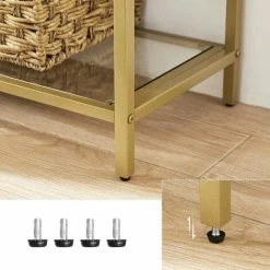 VASAGLE Étagère De Rangement à 5 étagères, En Verre Trempé, Bibliothèque, Avec Dessus Arqué, Cadre En Acier Robuste, Pour Salon, Chambre, Bureau, Doré Par SONGMICS LGT050A01 - Doré -SONGMICS Soldes 27421885 4