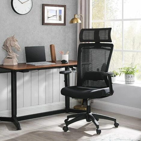 SONGMICS Fauteuil De Bureau En Toile, Chaise Ergonomique, Siège Pivotant, Avec Cintre Pour Manteau, Dossier Inclinable Jusqu'à 110°, Hauteur Réglable, Noir OBN057B02 - Noir 3 SONGMICS Fauteuil De Bureau En Toile, Chaise Ergonomique, Siège Pivotant, Avec Cintre Pour Manteau, Dossier Inclinable Jusqu'à 110°, Hauteur Réglable, Noir OBN057B02 - Noir
