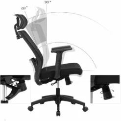 SONGMICS Fauteuil De Bureau En Toile, Chaise Ergonomique, Siège Pivotant, Avec Cintre Pour Manteau, Dossier Inclinable Jusqu'à 110°, Hauteur Réglable, Noir OBN057B02 - Noir 9 SONGMICS Fauteuil De Bureau En Toile, Chaise Ergonomique, Siège Pivotant, Avec Cintre Pour Manteau, Dossier Inclinable Jusqu'à 110°, Hauteur Réglable, Noir OBN057B02 - Noir -SONGMICS Soldes 27595109 3