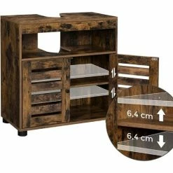SONGMICS VASAGLE Meuble Sous Lavabo, Meuble De Salle De Bain, Placard De Rangement, 60 X 30 X 63 Cm, Avec 2 Portes Persiennes, Planche Réglable, Brun Rustique BBK04BX - Marron Rustique 10 SONGMICS VASAGLE Meuble Sous Lavabo, Meuble De Salle De Bain, Placard De Rangement, 60 X 30 X 63 Cm, Avec 2 Portes Persiennes, Planche Réglable, Brun Rustique BBK04BX - Marron Rustique -SONGMICS Soldes 28260498 4