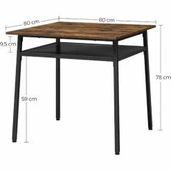 VASAGLE Table à Manger 2 Personnes, Table De Cuisine Carrée, 80 X 80 X 78 Cm, Avec Rangement, Pour Salon, Bureau, Style Industriel, Marron Rustique Et Noir Par SONGMICS KDT008B01 - Marron Rustique Et Noir -SONGMICS Soldes 28398874 5